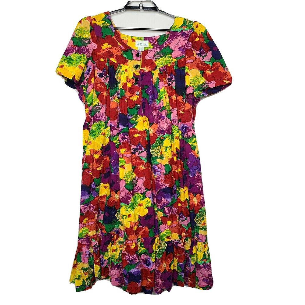VTG Muumuu Dress SZ M Medium Komar Bright Kaftan
